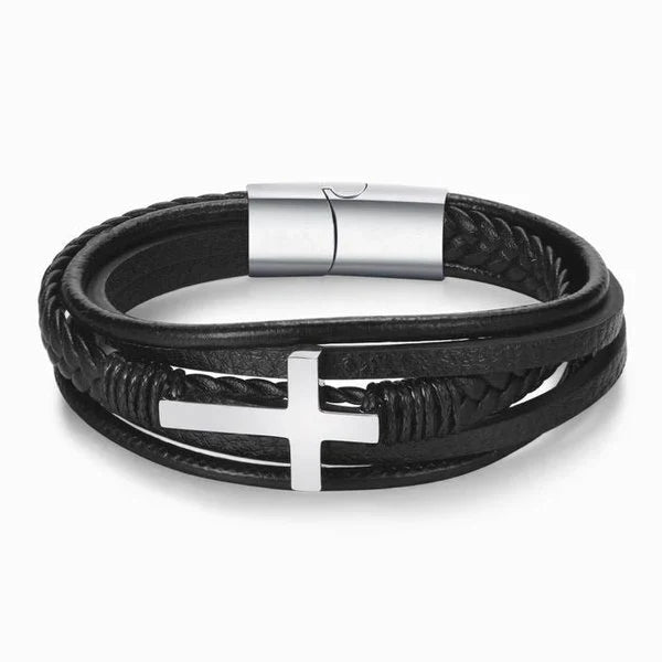 🎁 Last Day Promotion 49% OFF🎁To My Son Pray Through It Leather Cross Bracelet