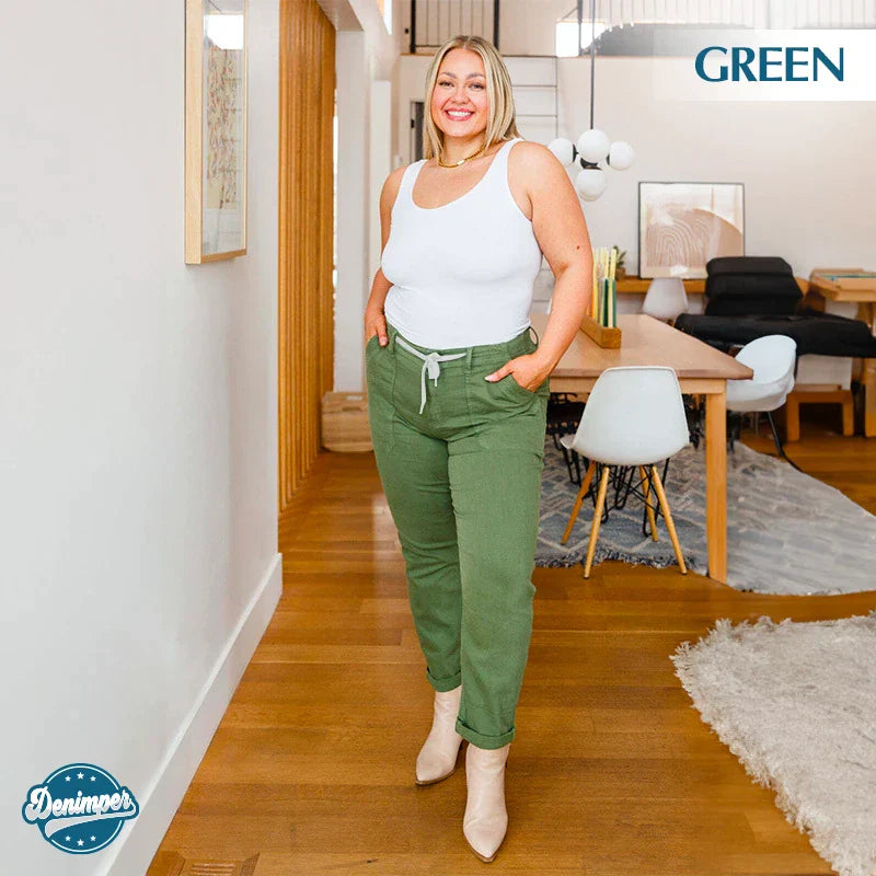 Pull On Denim Joggers With Draw String