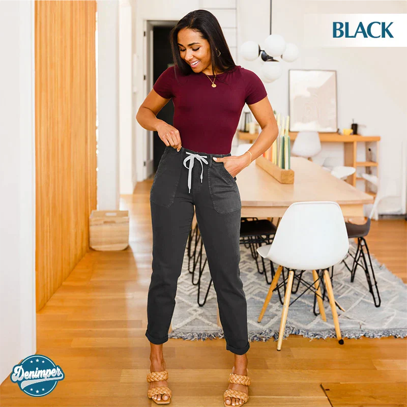 Pull On Denim Joggers With Draw String