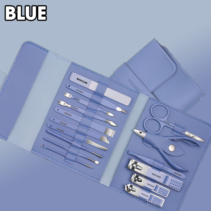 Manicure Care Set – Nail Cutter Set Stainless Steel With Folding Bag (Set 16Pcs)