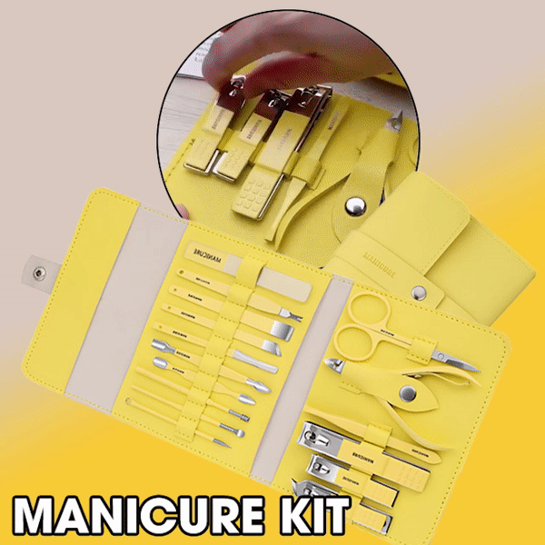 Manicure Care Set – Nail Cutter Set Stainless Steel With Folding Bag (Set 16Pcs)