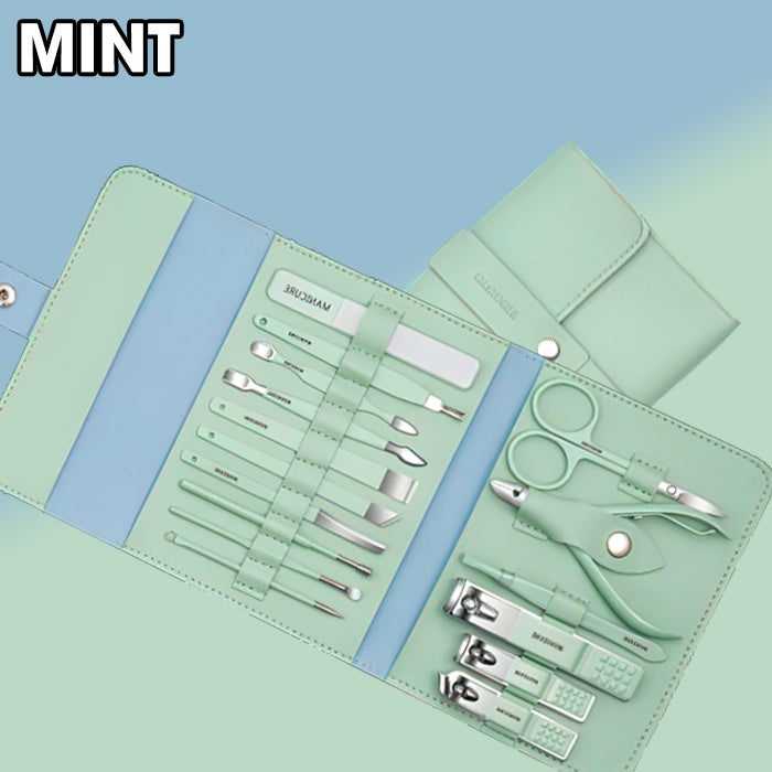 Manicure Care Set – Nail Cutter Set Stainless Steel With Folding Bag (Set 16Pcs)