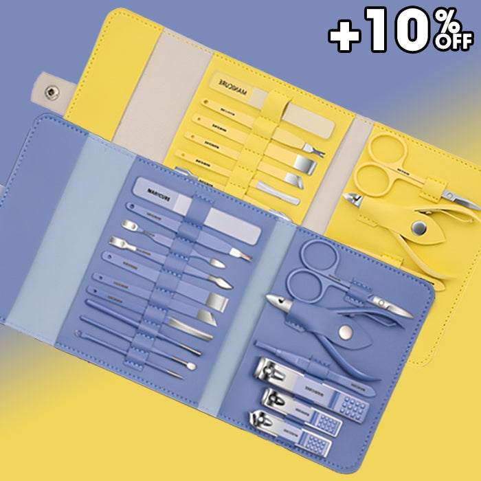 Manicure Care Set – Nail Cutter Set Stainless Steel With Folding Bag (Set 16Pcs)