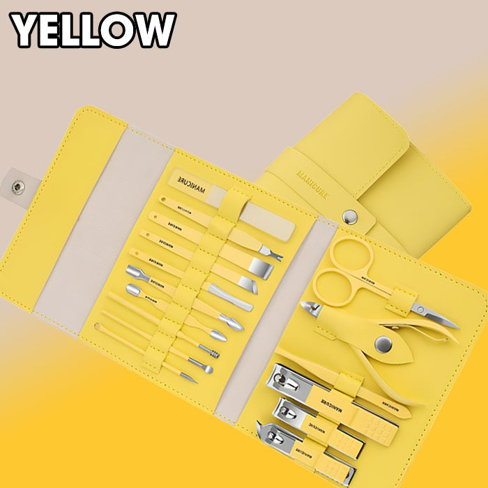 Manicure Care Set – Nail Cutter Set Stainless Steel With Folding Bag (Set 16Pcs)