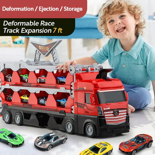 🔥NEW YEAR 2023 SALE 49% OFF🔥Mega Hauler Truck With Ejection Race Track