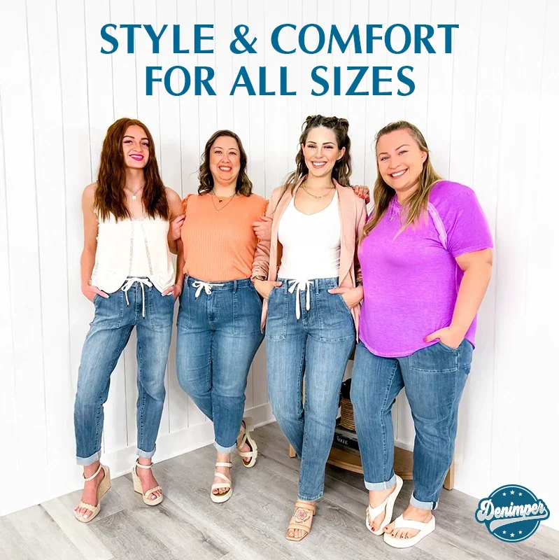 Pull On Denim Joggers With Draw String