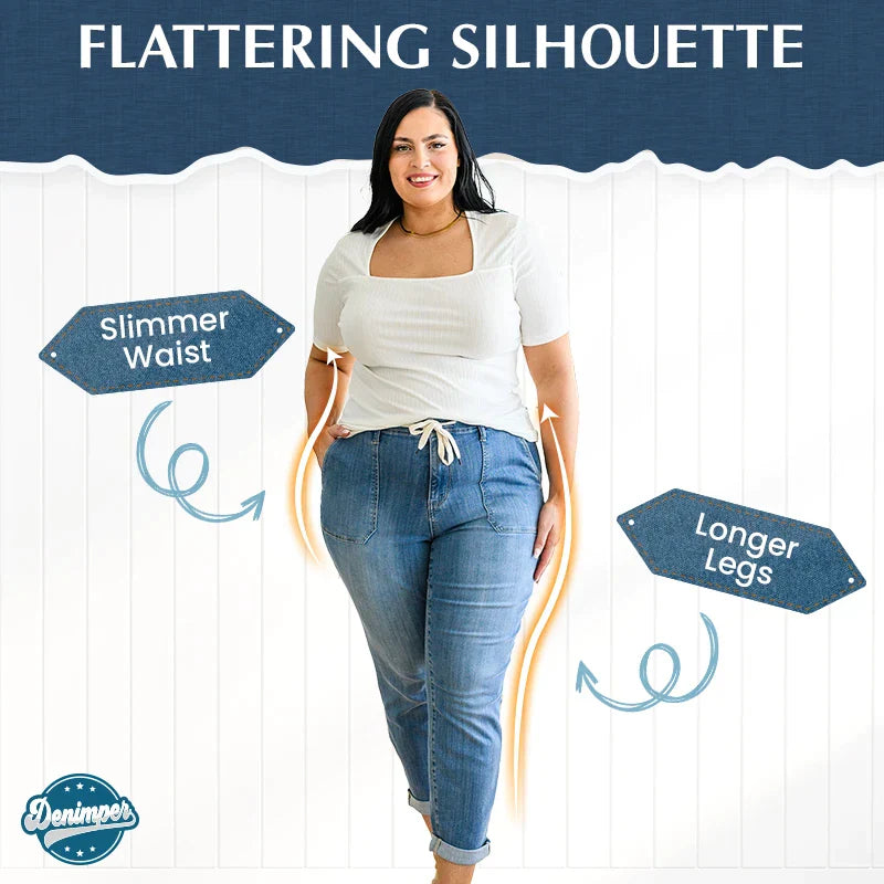 Pull On Denim Joggers With Draw String