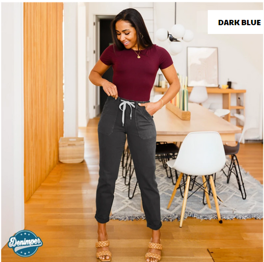 Pull On Denim Joggers With Draw String