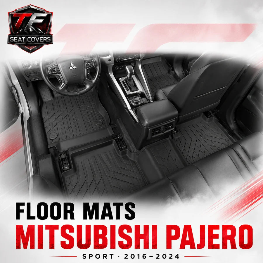 Sharkskin Custom-Fit Mitsubishi Pajero Sport 2016–2024 3D TPE All-Weather Floor Mats