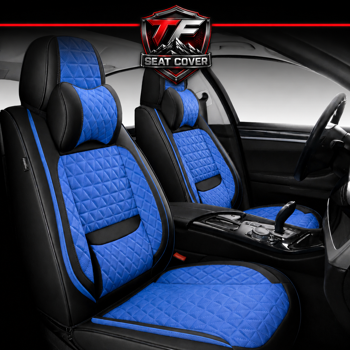 Premium Nappa Leather Seat Covers | Custom Fit for Cars, SUVs & Trucks - Black & Blue / Front Seats Only variant image 20260723-r4