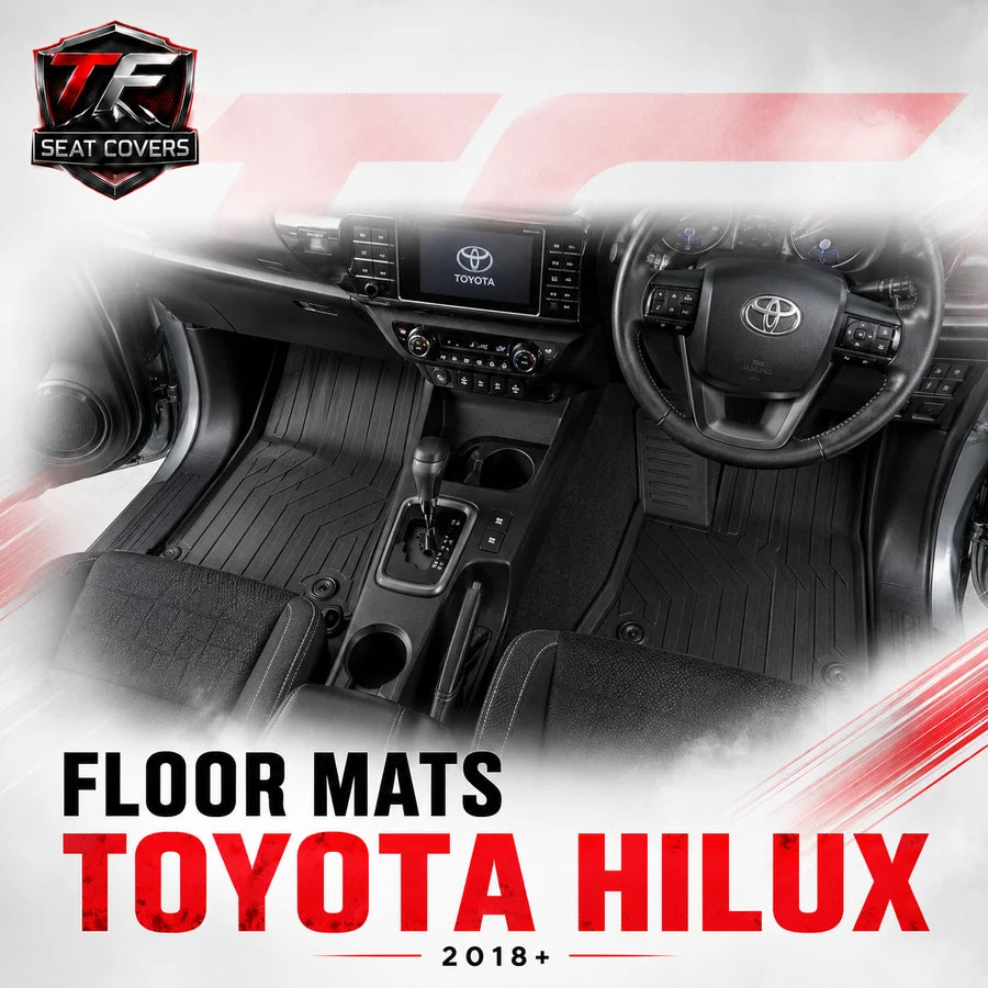 Sharkskin Custom-Fit Toyota Hilux 2018+ 3D TPE All-Weather Floor Mats